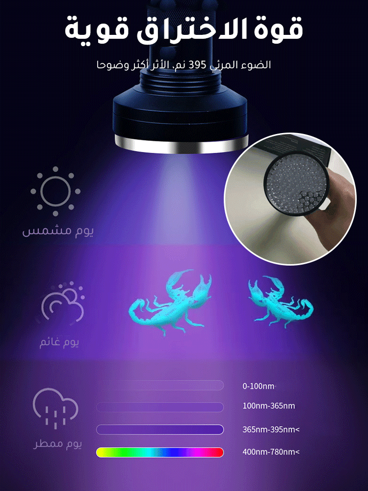 كشاف القبض على العقارب بضوء أرجواني - Makfool