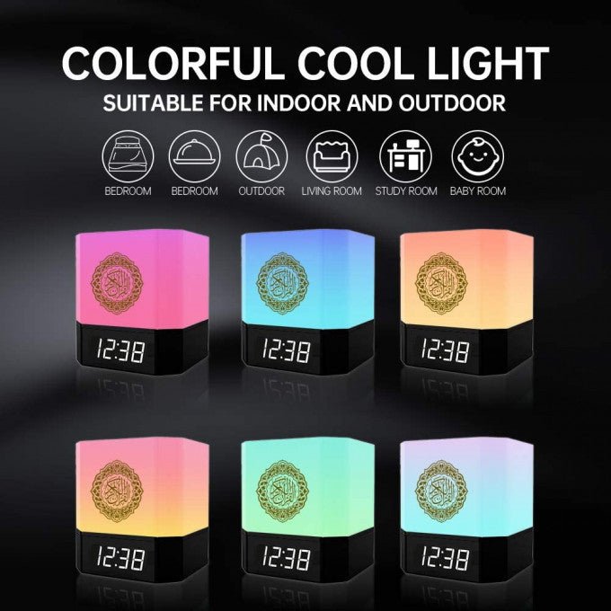 مكبر صوت للقران بمصباح وإضاءة منفصلة وساعة رقمية - Makfool