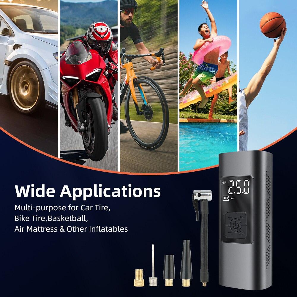 منفاخ عجلات السيارة المحمول مع مقياس ضغط رقمي - Makfool