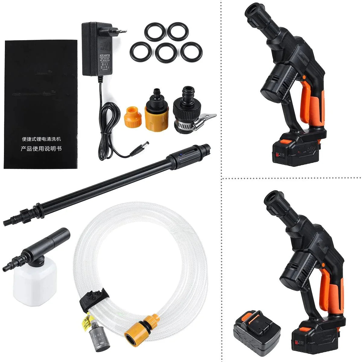 مسدس غسيل السيارات عالي الضغط لاسلكي ومحمول قابل للشحن الاكثر مبيعاً - Makfool