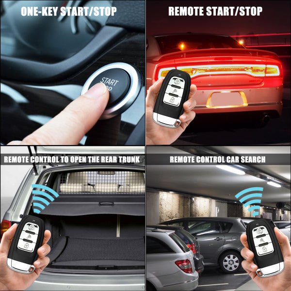 زر تشغيل السيارة عن بعد بضغطة زر واحدة + جهاز تحكم عن بعد + نظام دخول بدون مفتاح + تحكم في التطبيق - Makfool