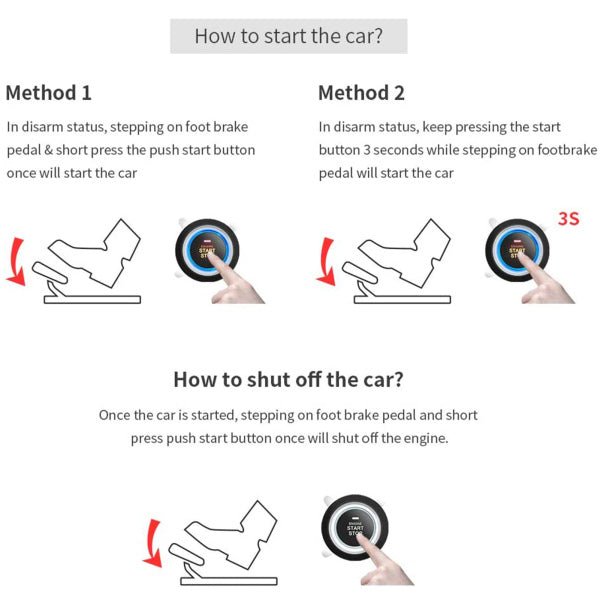 زر تشغيل السيارة عن بعد بضغطة زر واحدة + جهاز تحكم عن بعد + نظام دخول بدون مفتاح + تحكم في التطبيق - Makfool